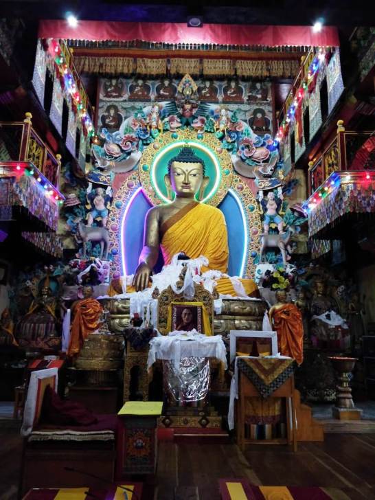 The Eight Meter Guilded Statue of Budhha at the TAwang Monastery
